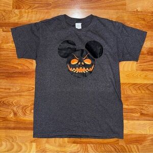 Mickey Mouse Pumpkin Head Halloween T Shirt Gray Mens Size Small Hanes Graphic T